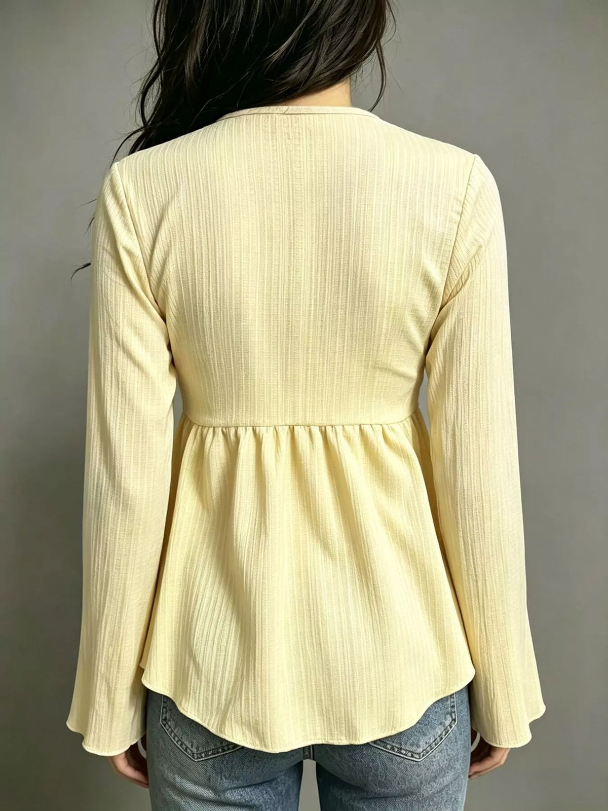 Tie-Front Flare Sleeve Blouse