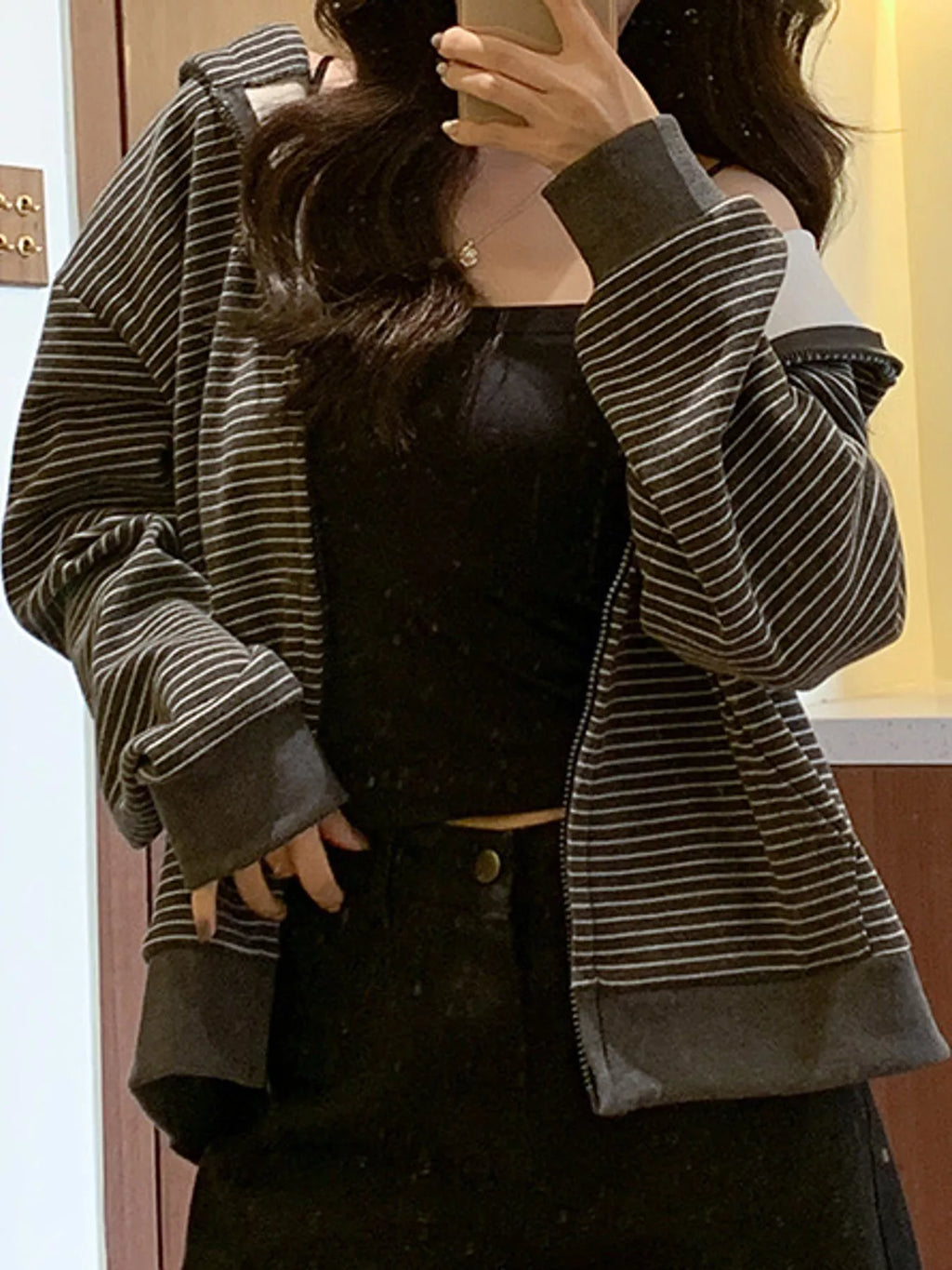 Striped Zip-Up Hoodie
