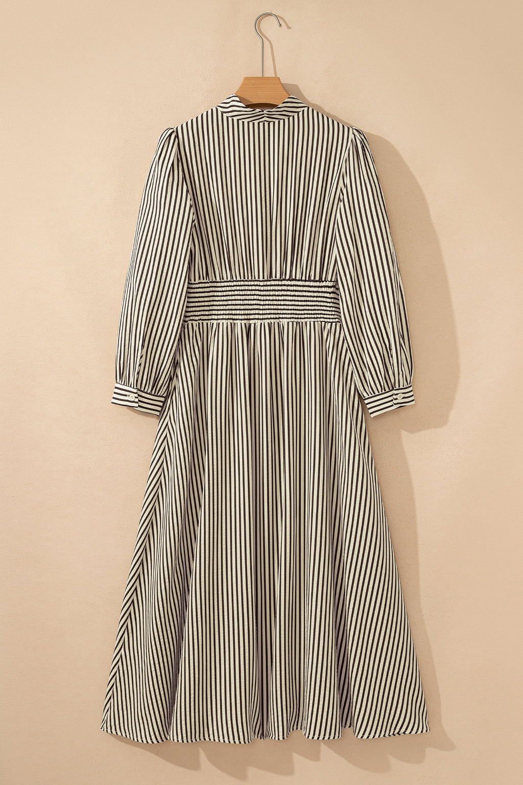 Stripe V-Neck Zip Front Midi Dress