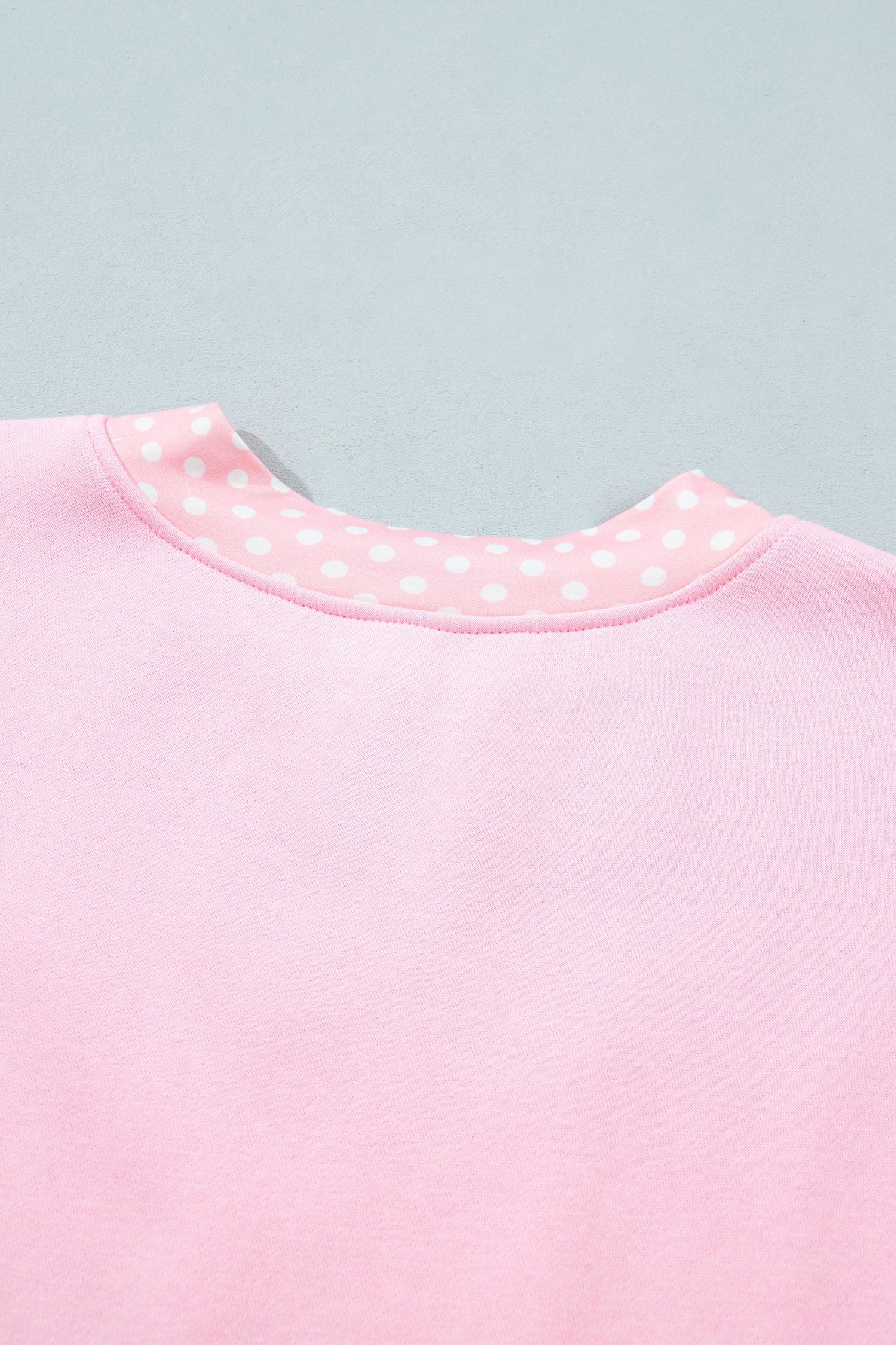 Brown Colorblock Polka Dot Contrast Trim Oversized Sweatshirt