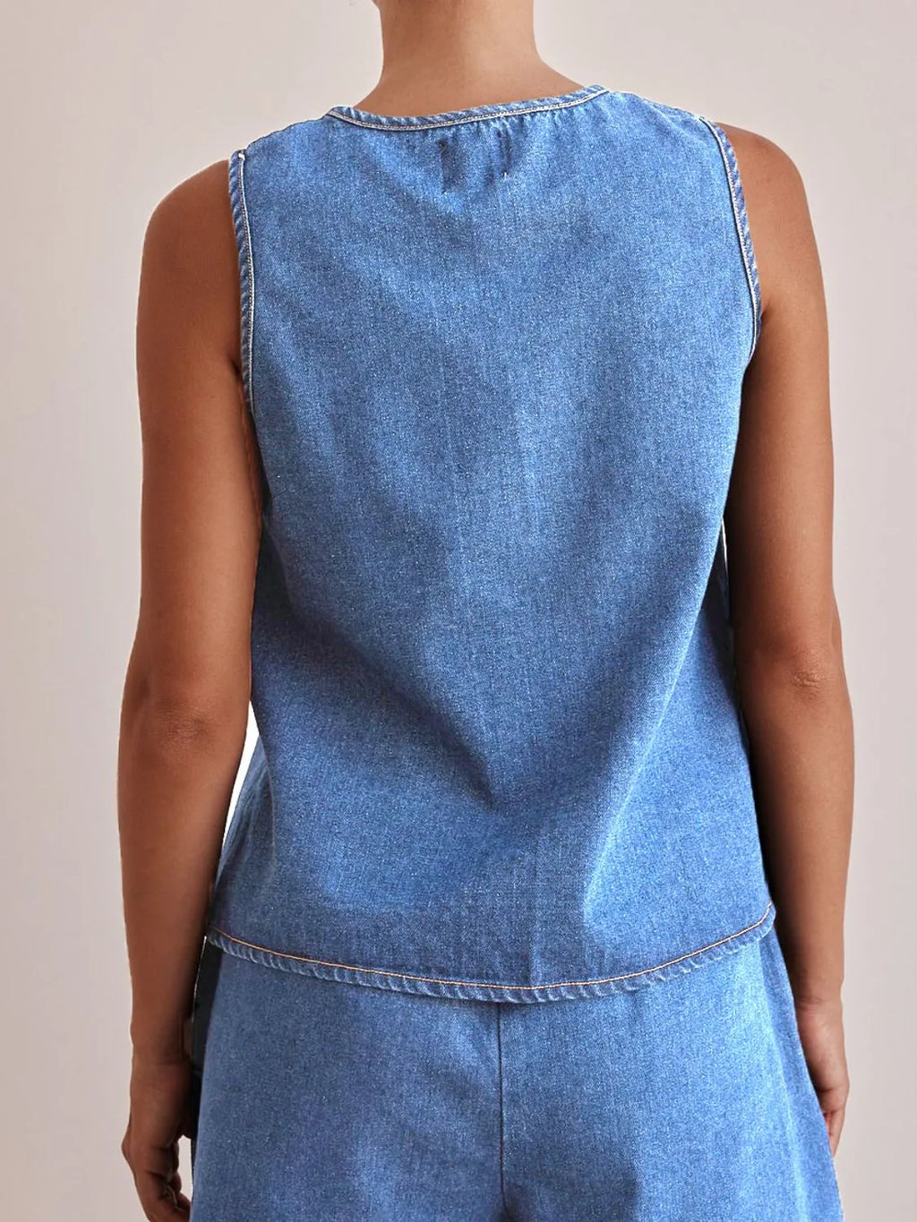 Tie Front Denim Vest