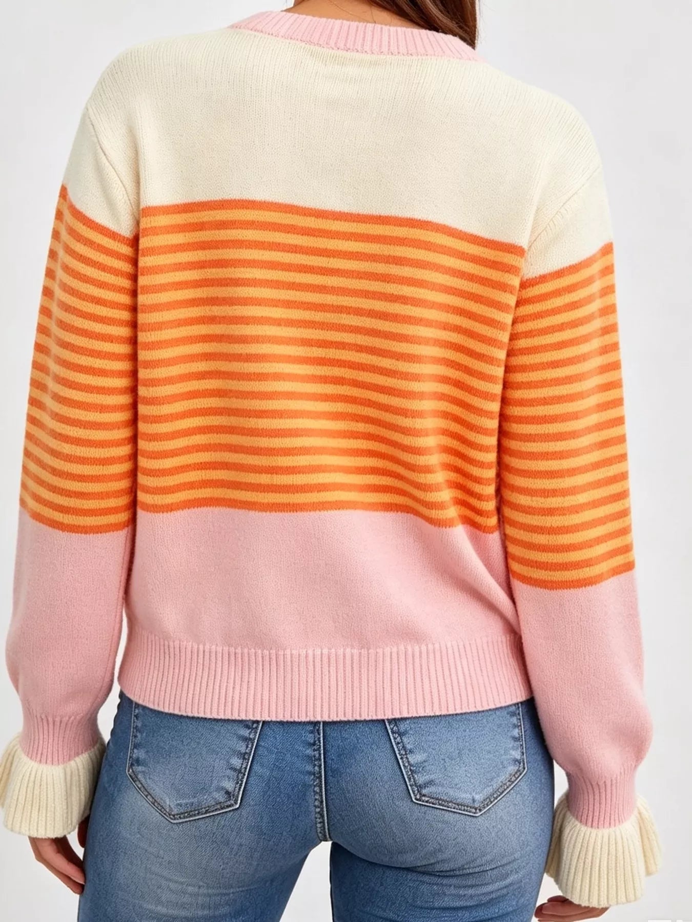 Color Block Striped Button Up Cardigan