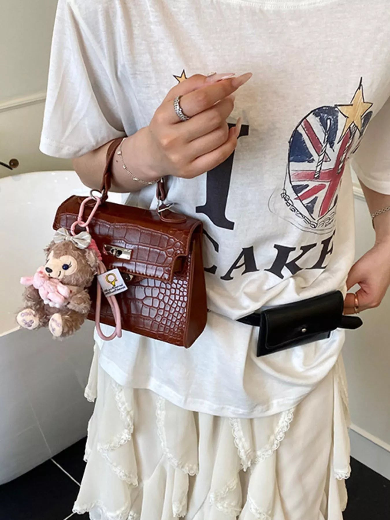 Crocodile-Embossed Handbag