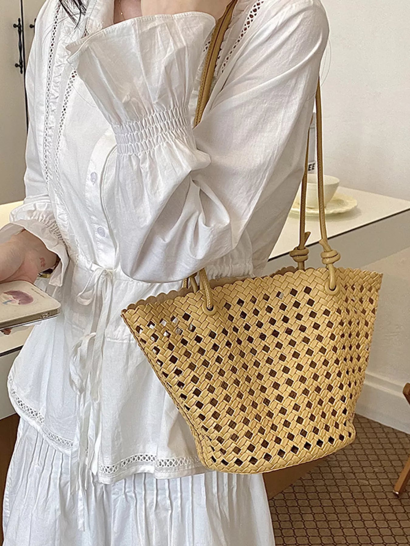 Woven Leather Shoulder Bag