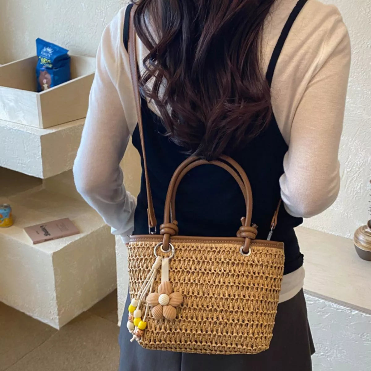 Woven Straw Shoulder Bag