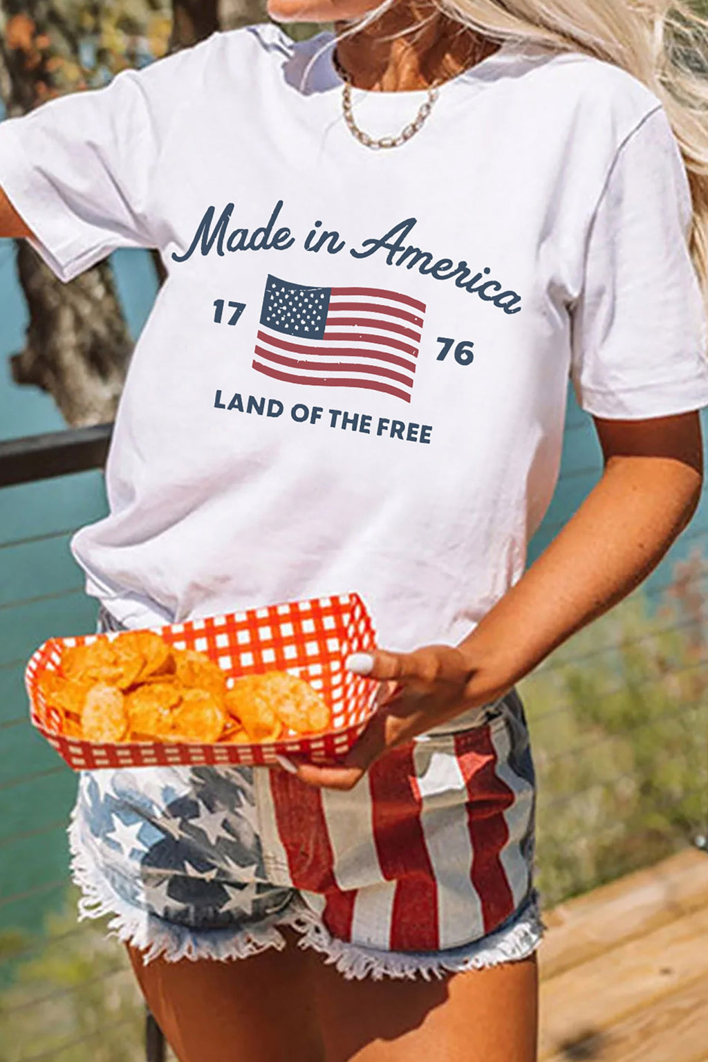 White American Flag Retro Inspired Graphic Tee
