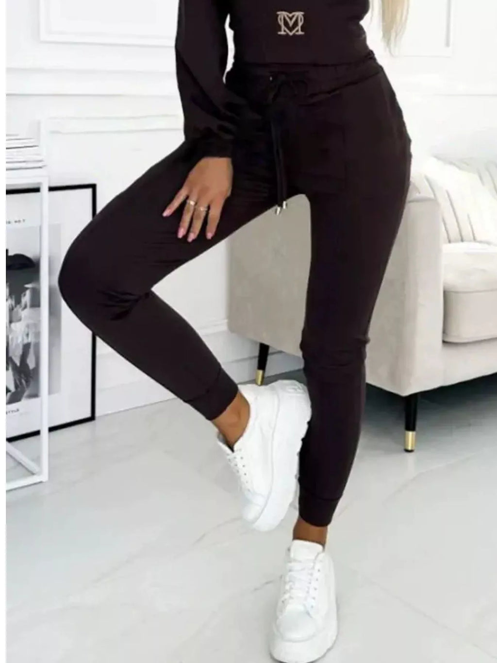Full Size Drawstring Cropped Hoodie and Pants Set Plus Size