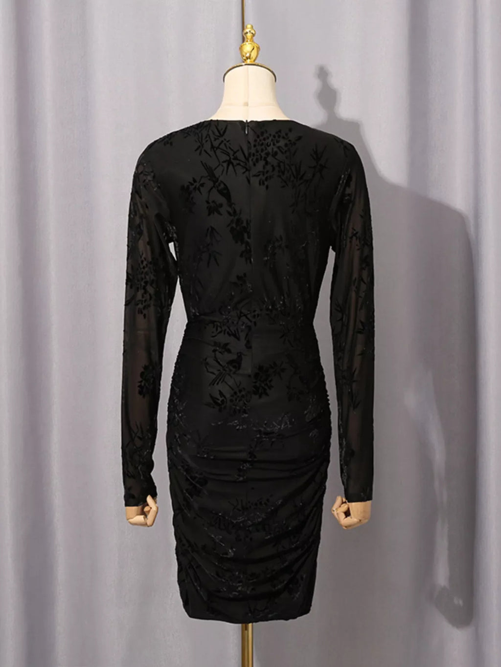Ruched Long Sleeve Mini Dress