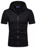 Men's Plus Size Short Sleeve Zip Up Hoodie Top
