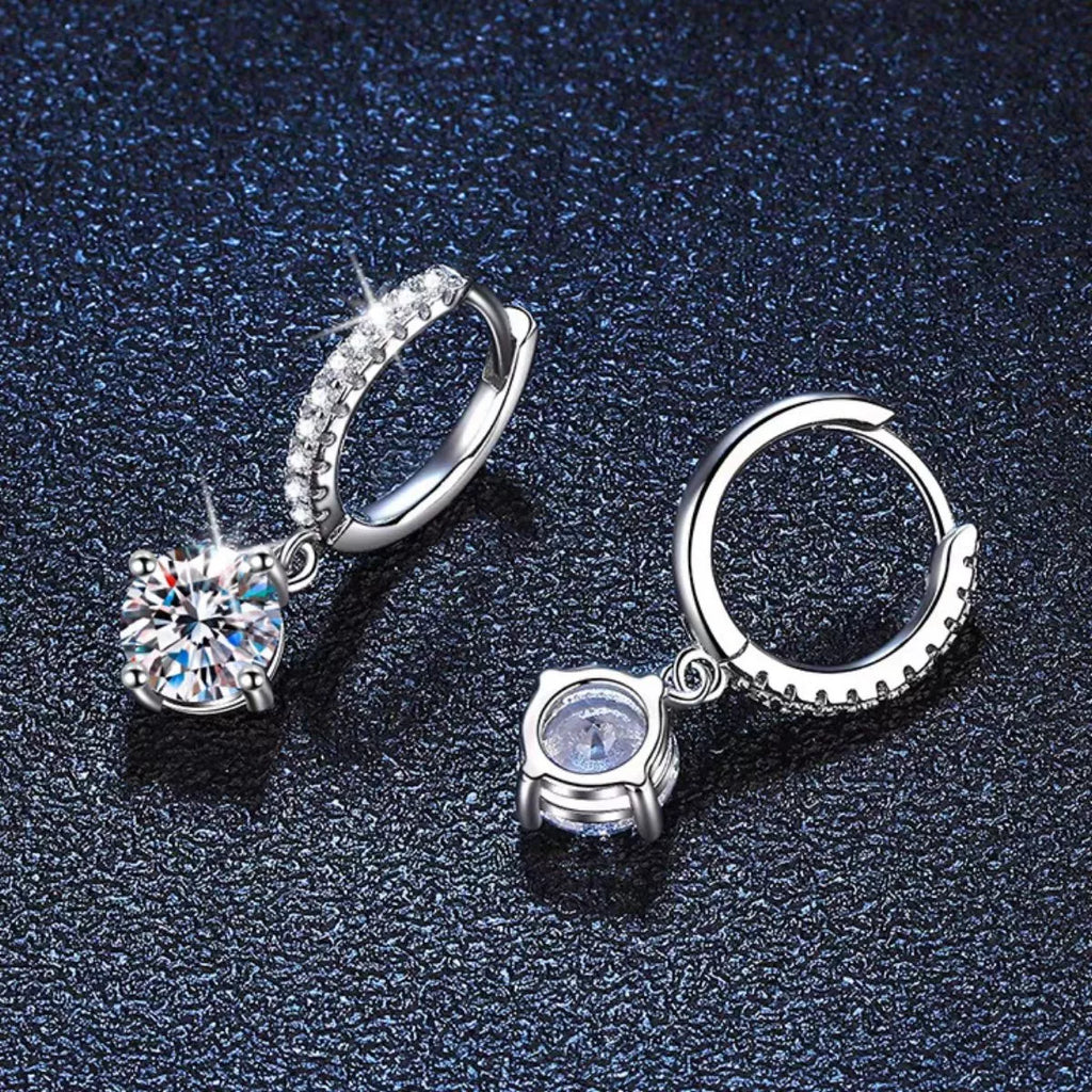 1 Carat Moissanite 925 Sterling Silver Drop Earrings
