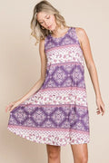 Bohemian Paisley Print Sleeveless A-Line Dress