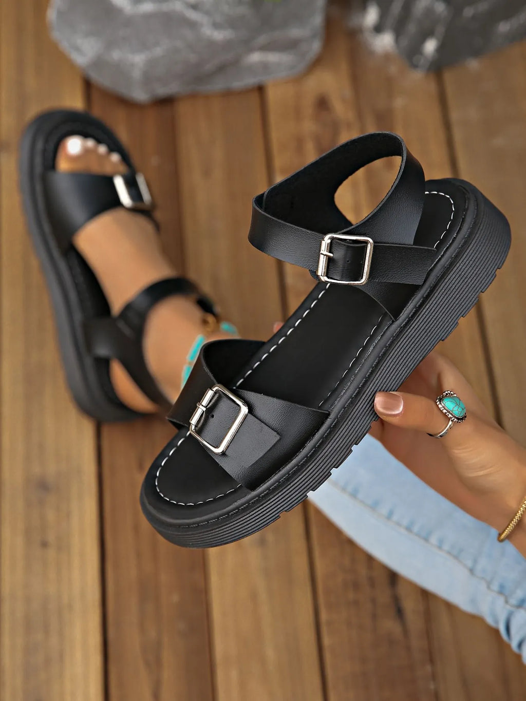 Platform Buckle Strap Sandals