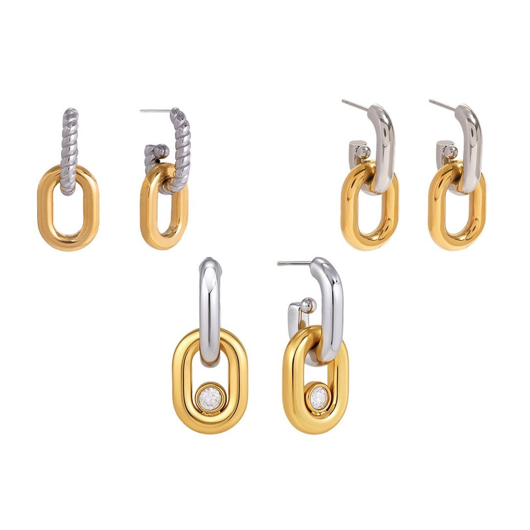 Two Tone Stud Earrings Collection