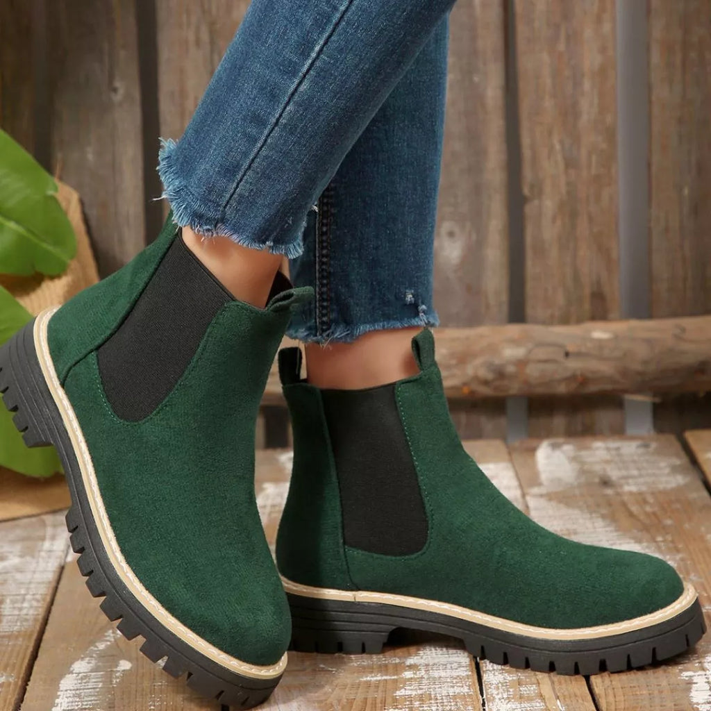 Round Toe Block Heels Boots