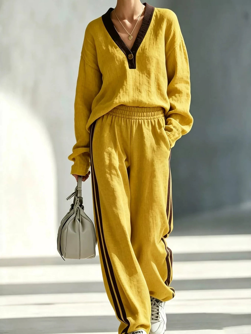 Long Sleeve Top and Side-Striped Joggers Set