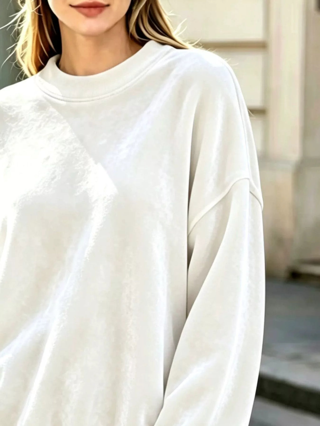 Full Size Oversized Dropped Shoulder Sweatshirt Plus Size