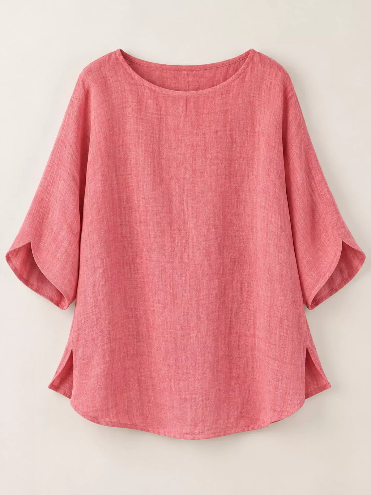 Full Size Loose Fit Linen Blend Blouse Plus Size