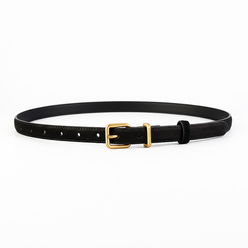 Golden Buckle Skinny Belt