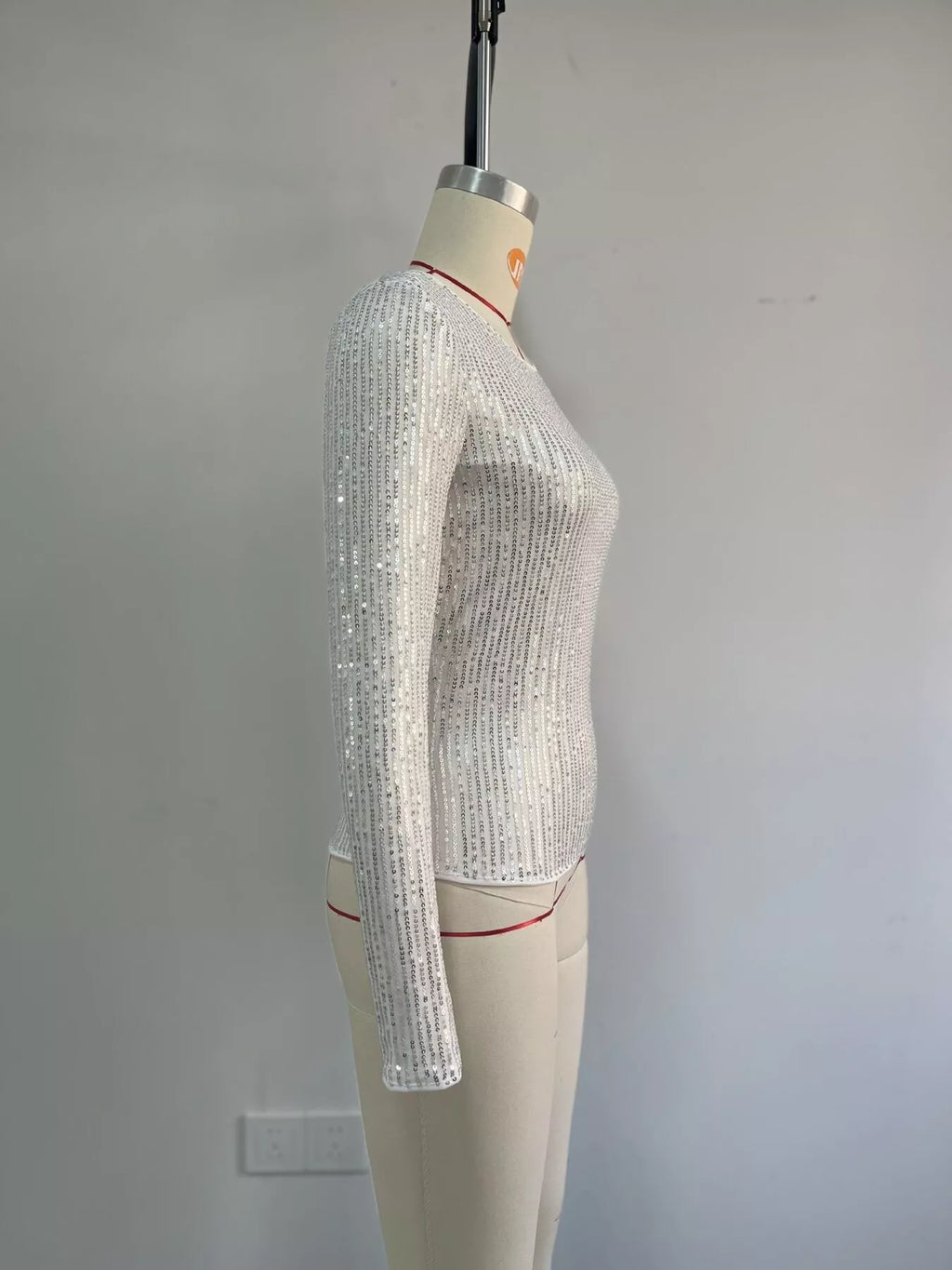 Sequin Long Sleeve Crop T-Shirt