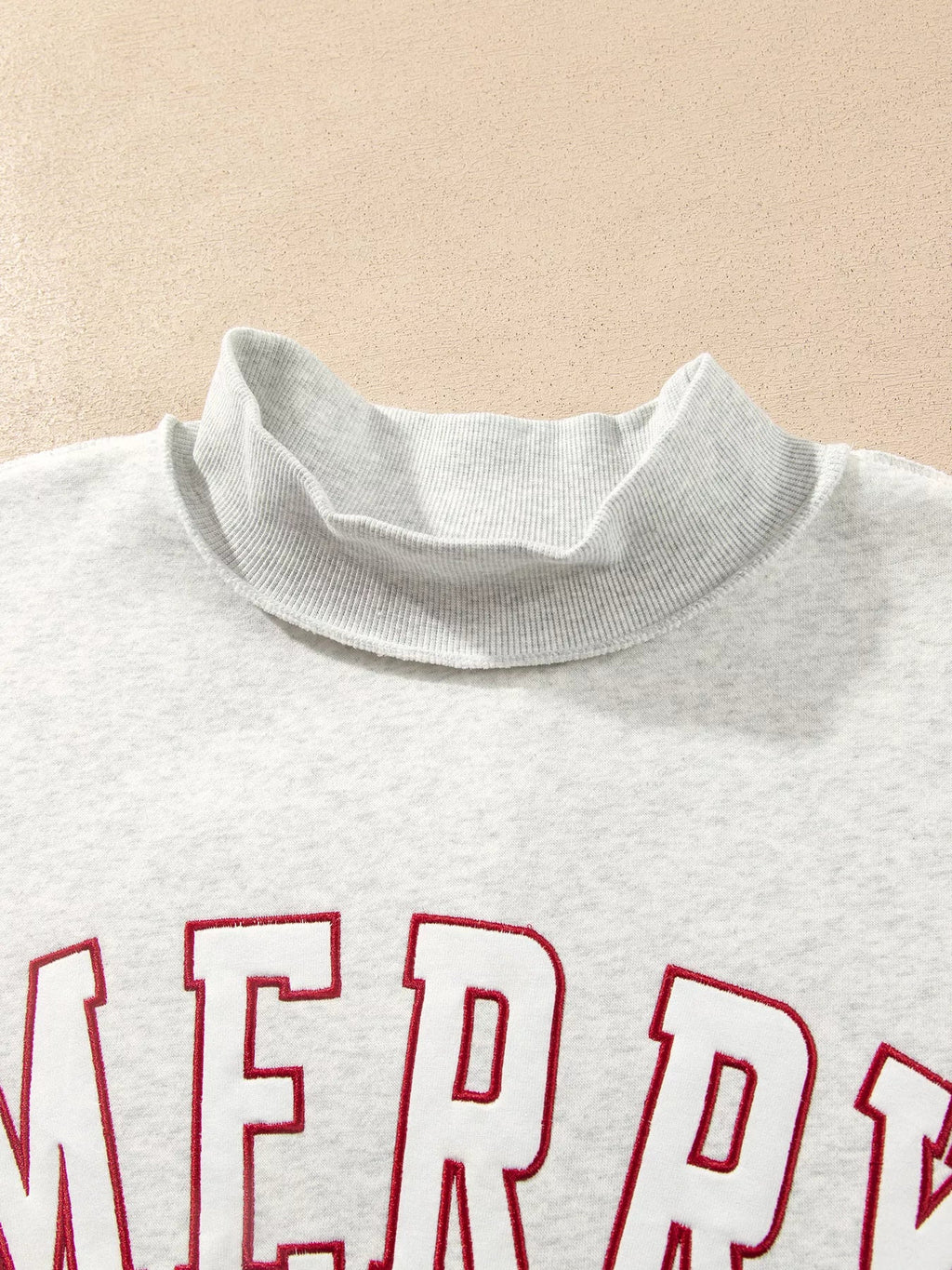 MERRY Embroidered Letter High Neck Tunic Pullover Sweatshirt