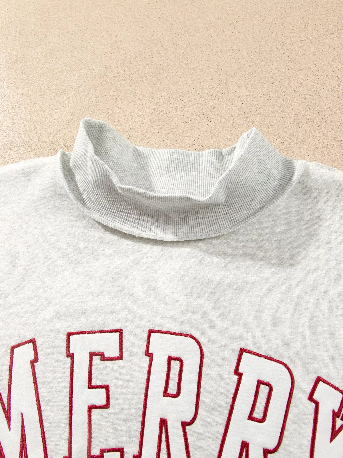 MERRY Embroidered Letter High Neck Tunic Pullover Sweatshirt