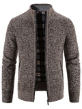 Men's Plus Size Zip-Up Sweater Cardigan with Stand Collar