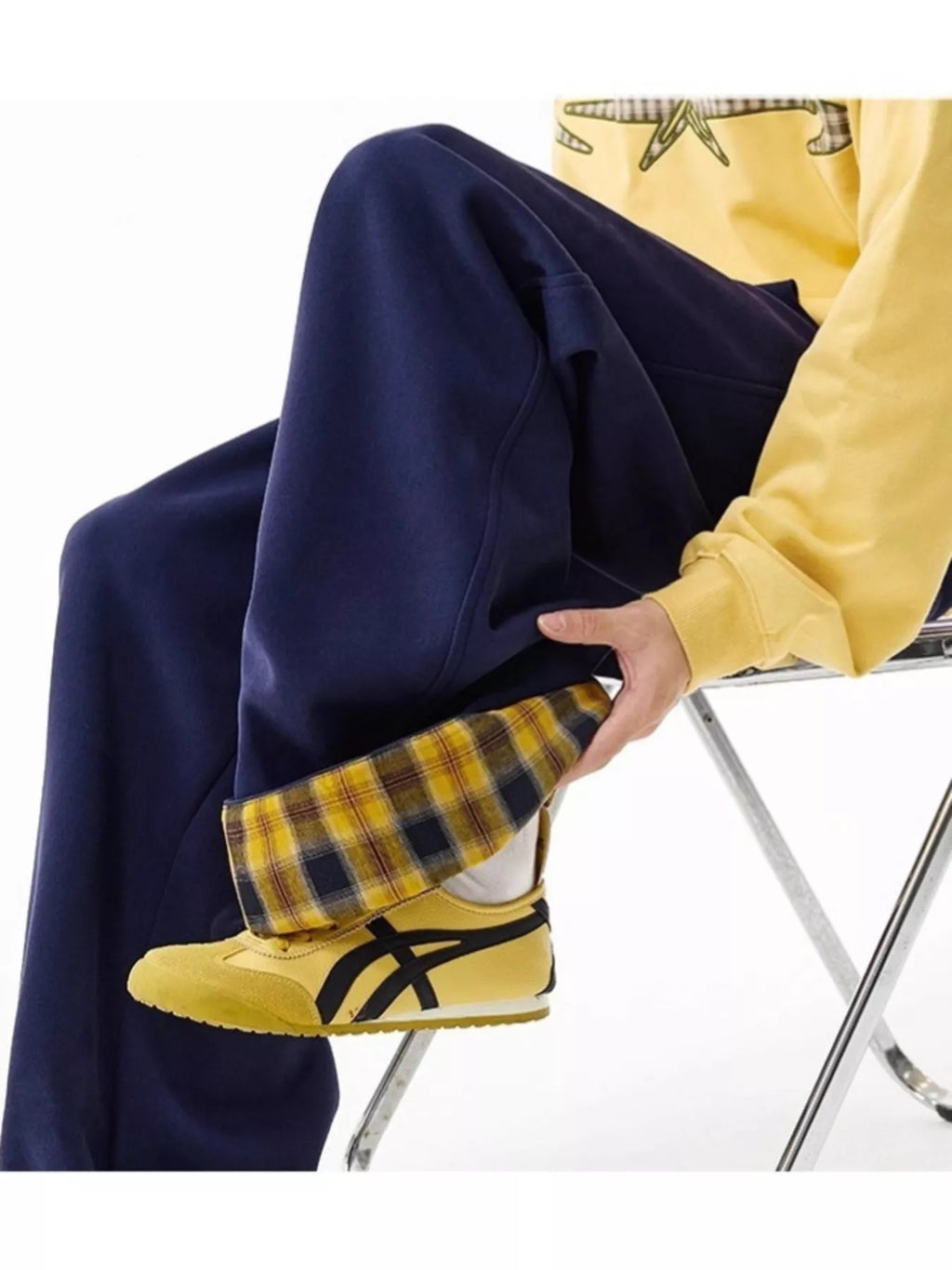 Men's Plus Size Wide Leg Plaid Cuff Sweatpants