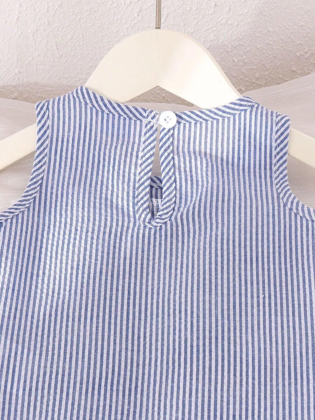 Children's Striped Sleeveless Top and Pants Set with Bows