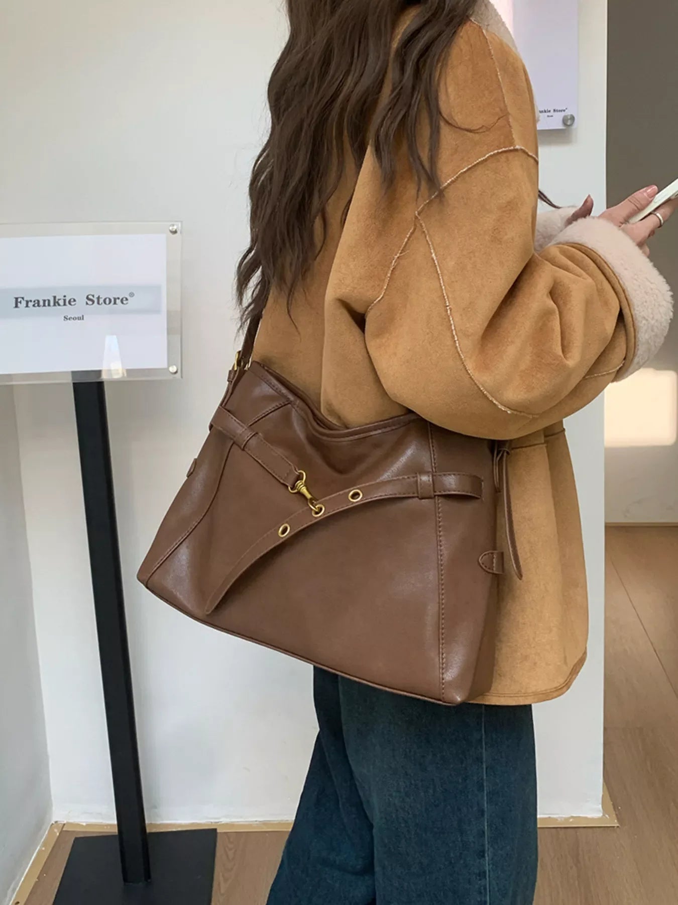 Buckle Decor Tote Bag