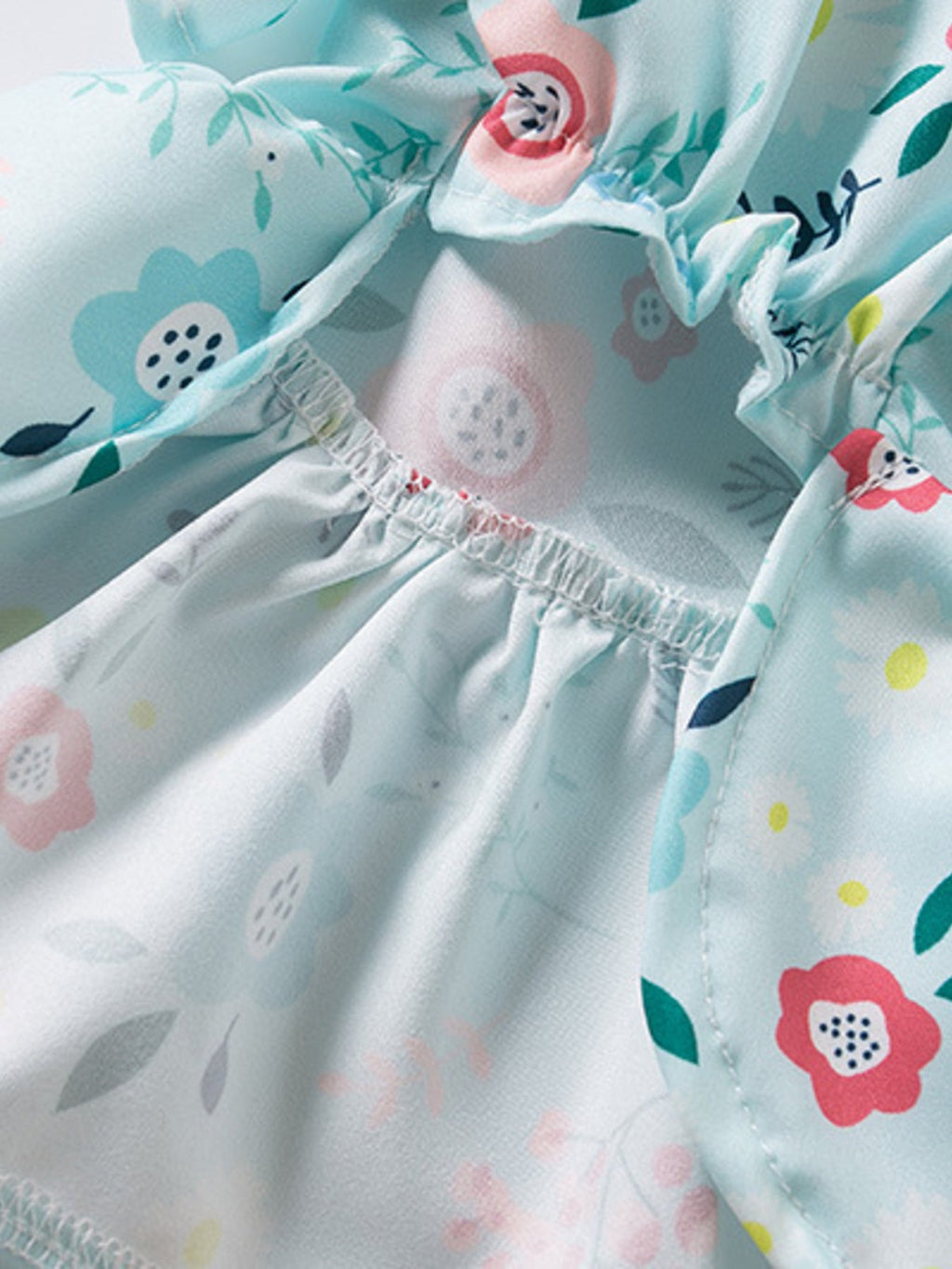 Floral Print Bow Decor Pet Dress