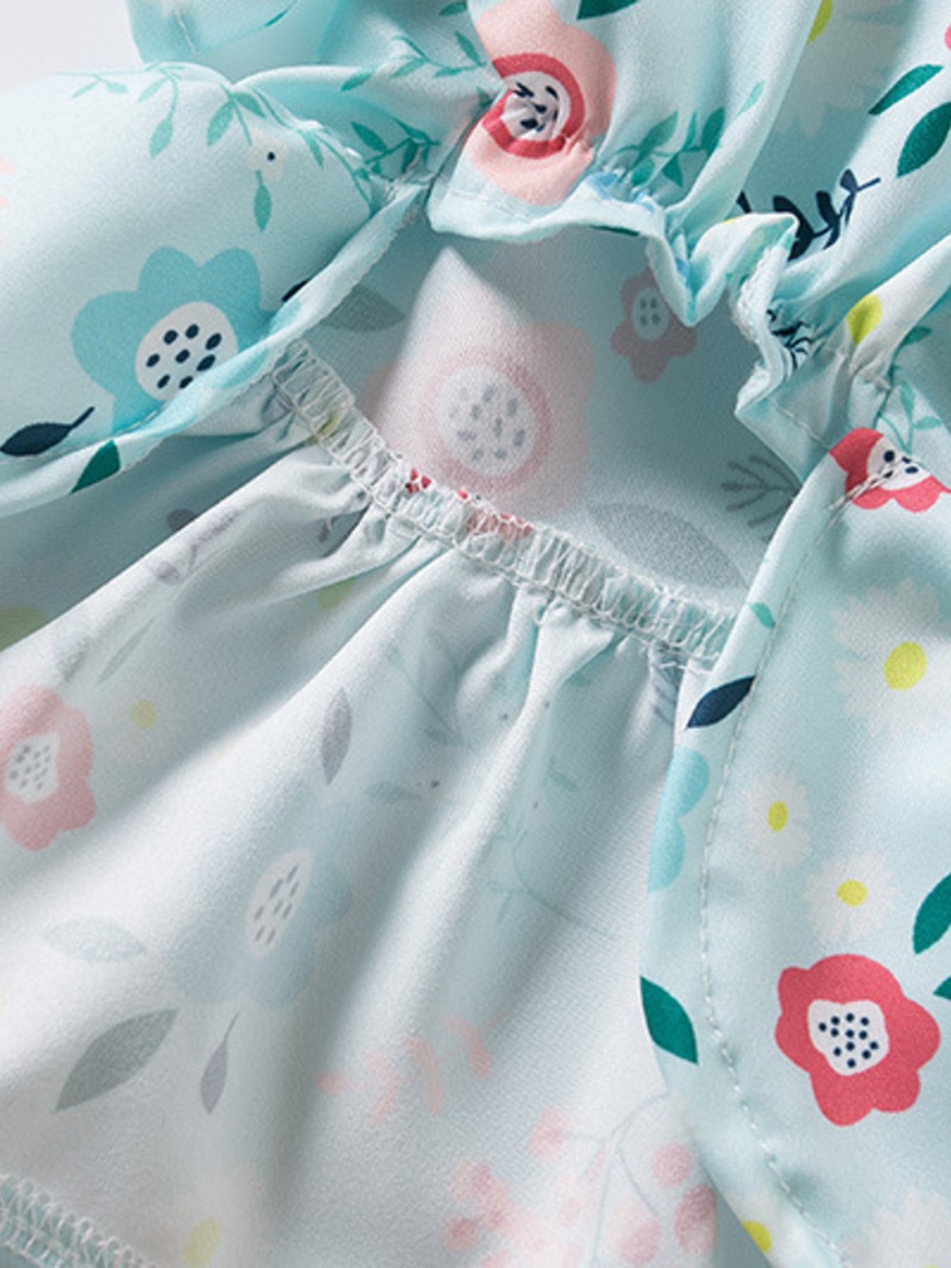 Floral Print Bow Decor Pet Dress