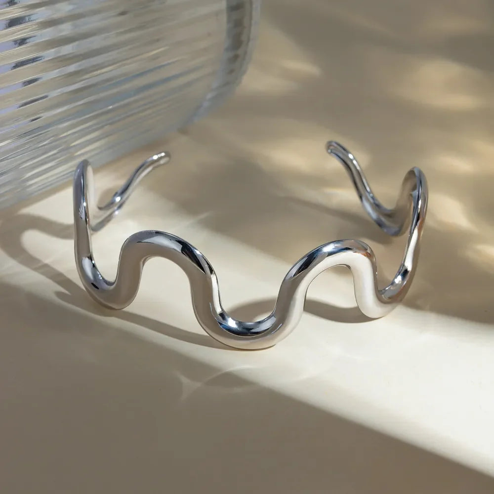 Stainless Steel Wave Shape Cuff Bracelet