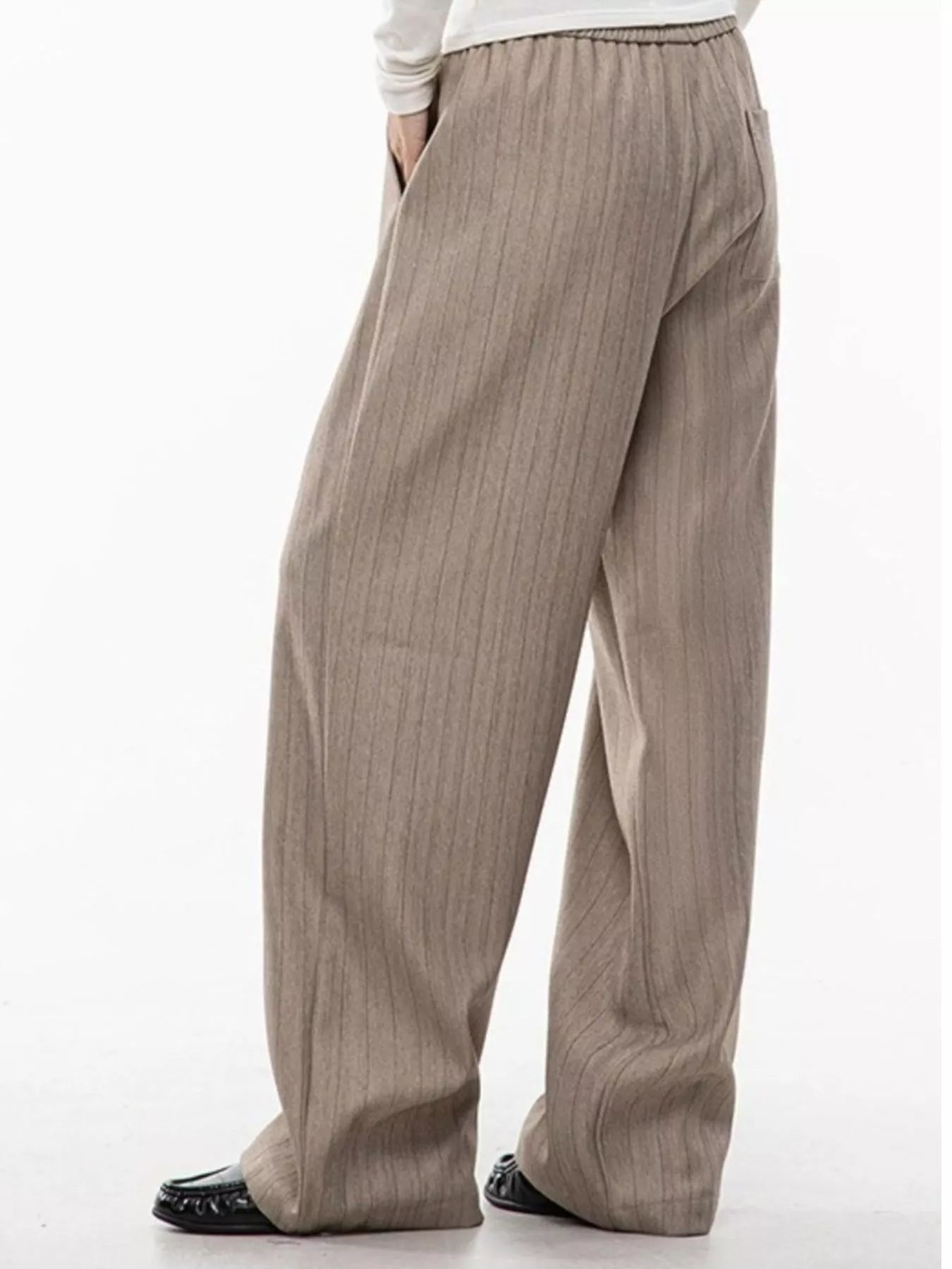 Men's Plus Size Wide Leg Striped Pleated Pants