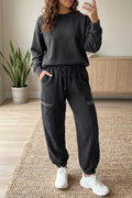 Crew Neck Long Sleeve Top and Joggers Set