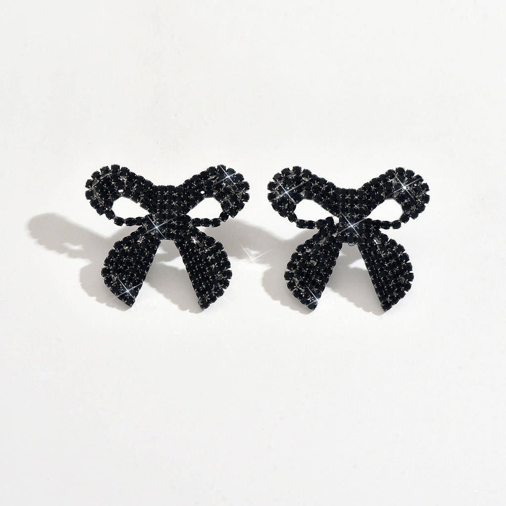Women Bow Rhinestone Jewelry Set,Choker Necklace And Dangle Earrings,Fashion Costume Accessories For Party Daily Occasion