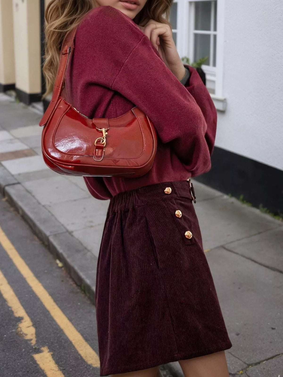 High-Waisted Corduroy Mini Skirt