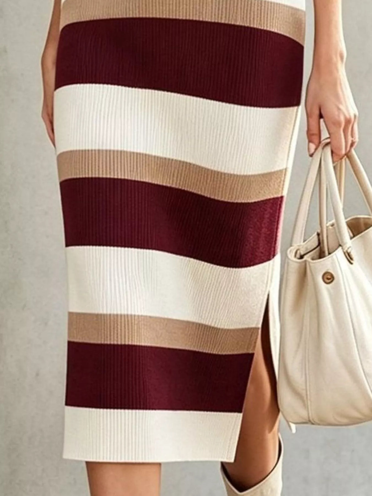 Striped Polo Collar Long Sleeve Sweater Dress