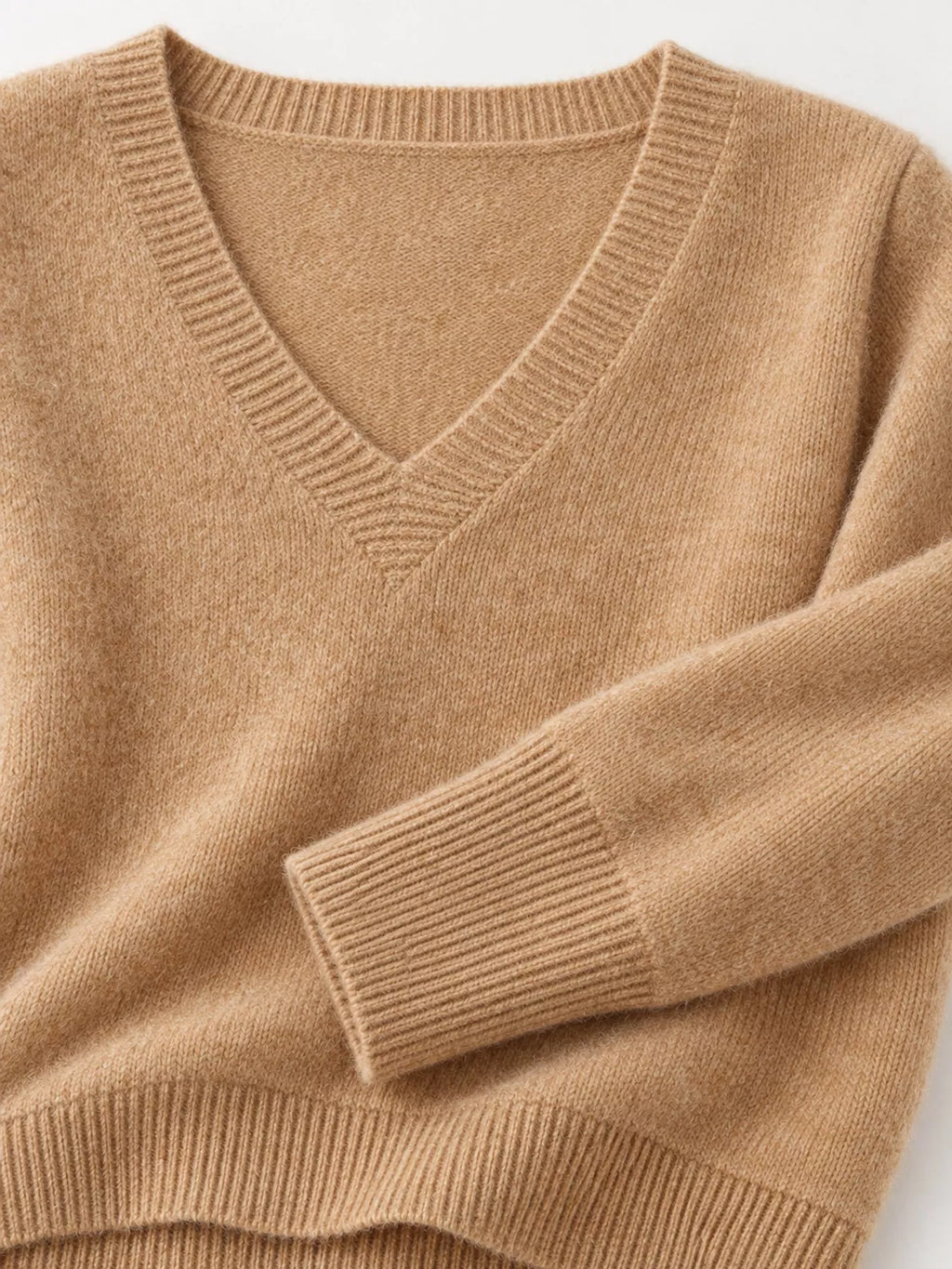 V-Neck Solid Color Sweater