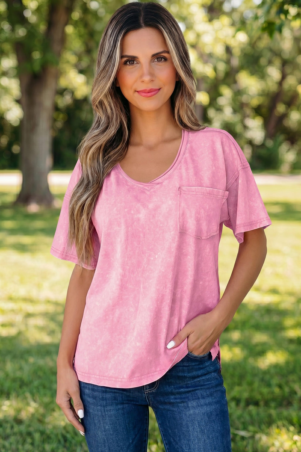 Sachet Pink Cotton Mineral Wash T Shirt