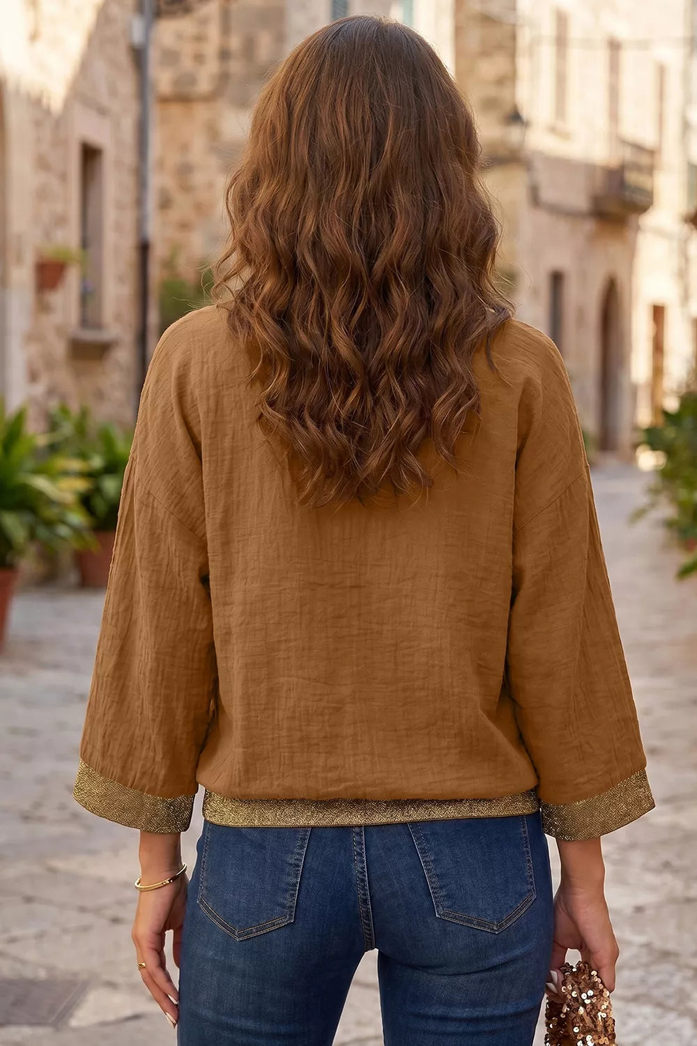 V-Neck Button Up Shirt