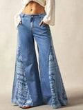 Floral Print Wide-Leg Flare Jeans