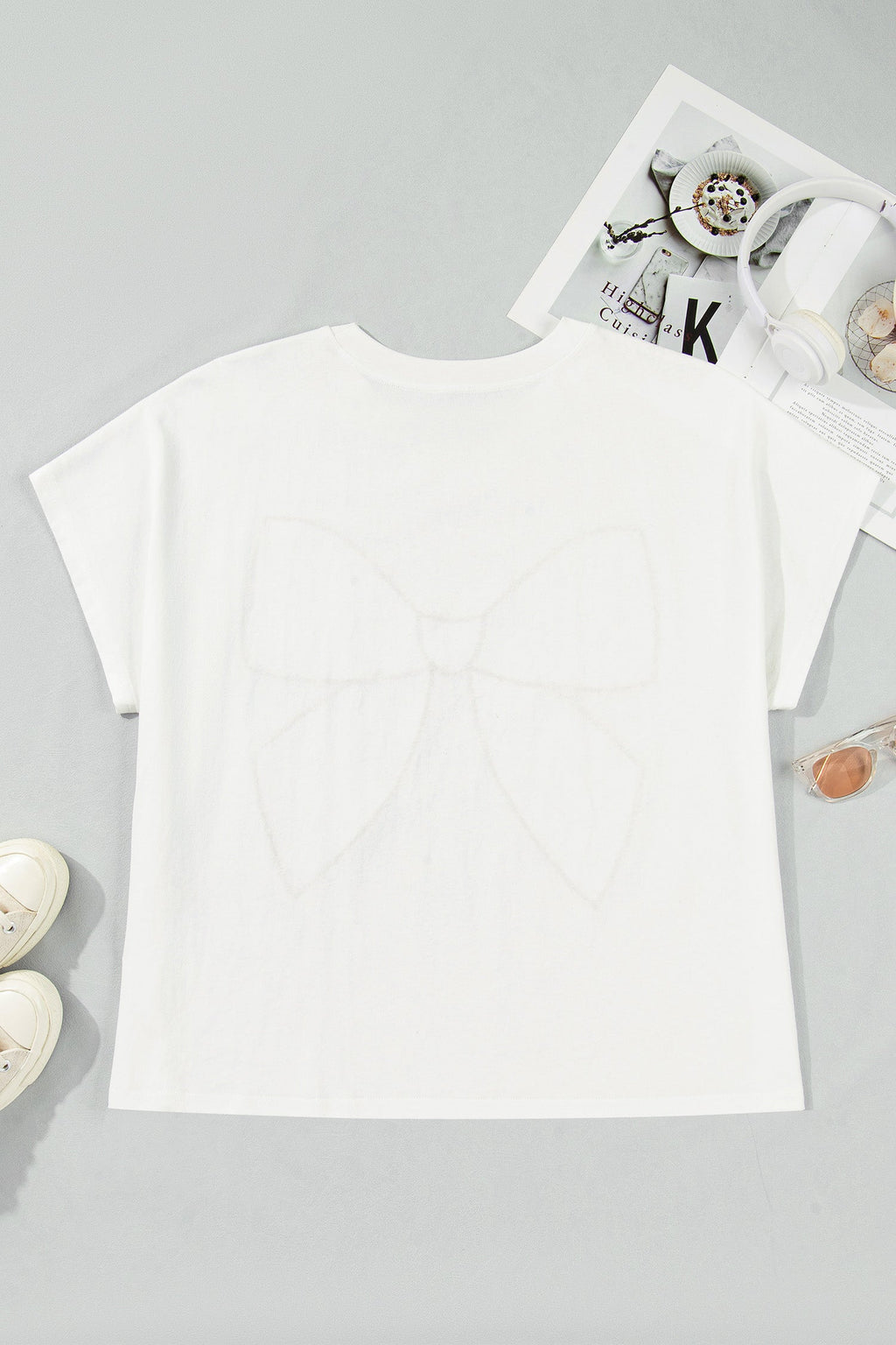 Plus Size Leopard Bow Embroidered Patch T-Shirt