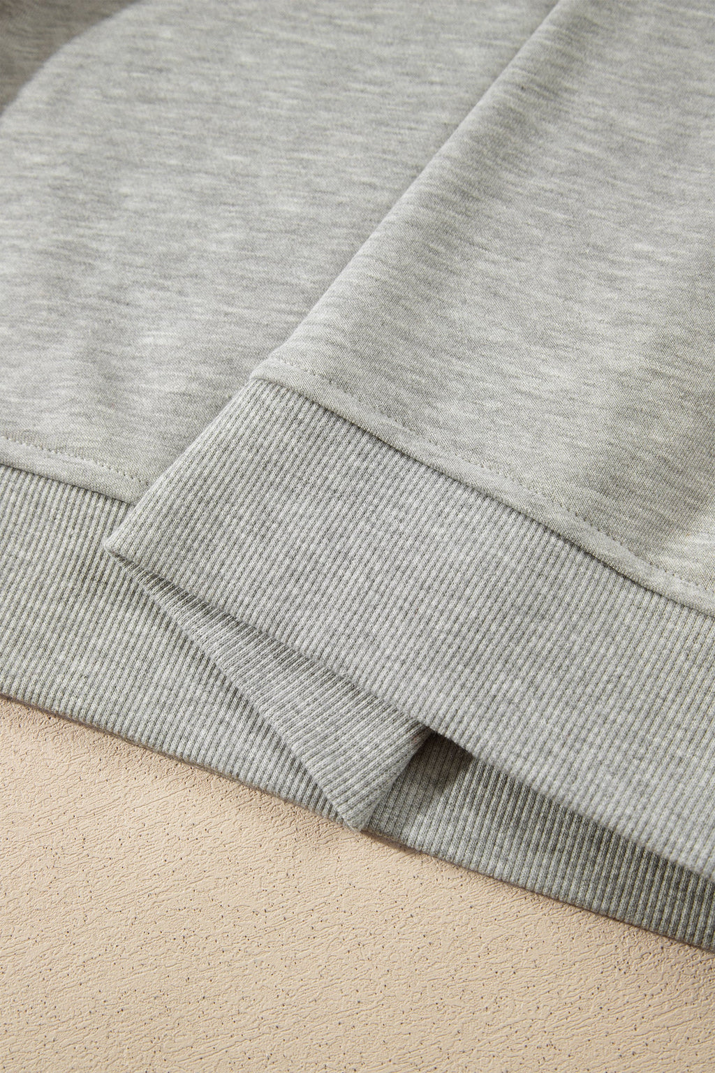 Gray Denim Collar Patchwork Long Sleeve Pullover Top