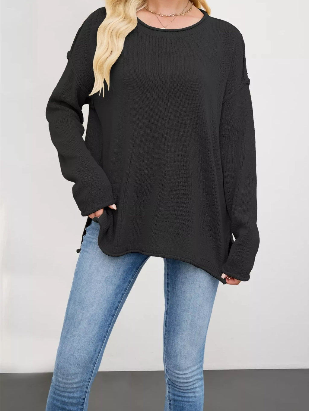Casual Loose-Fit Crew Neck Sweater