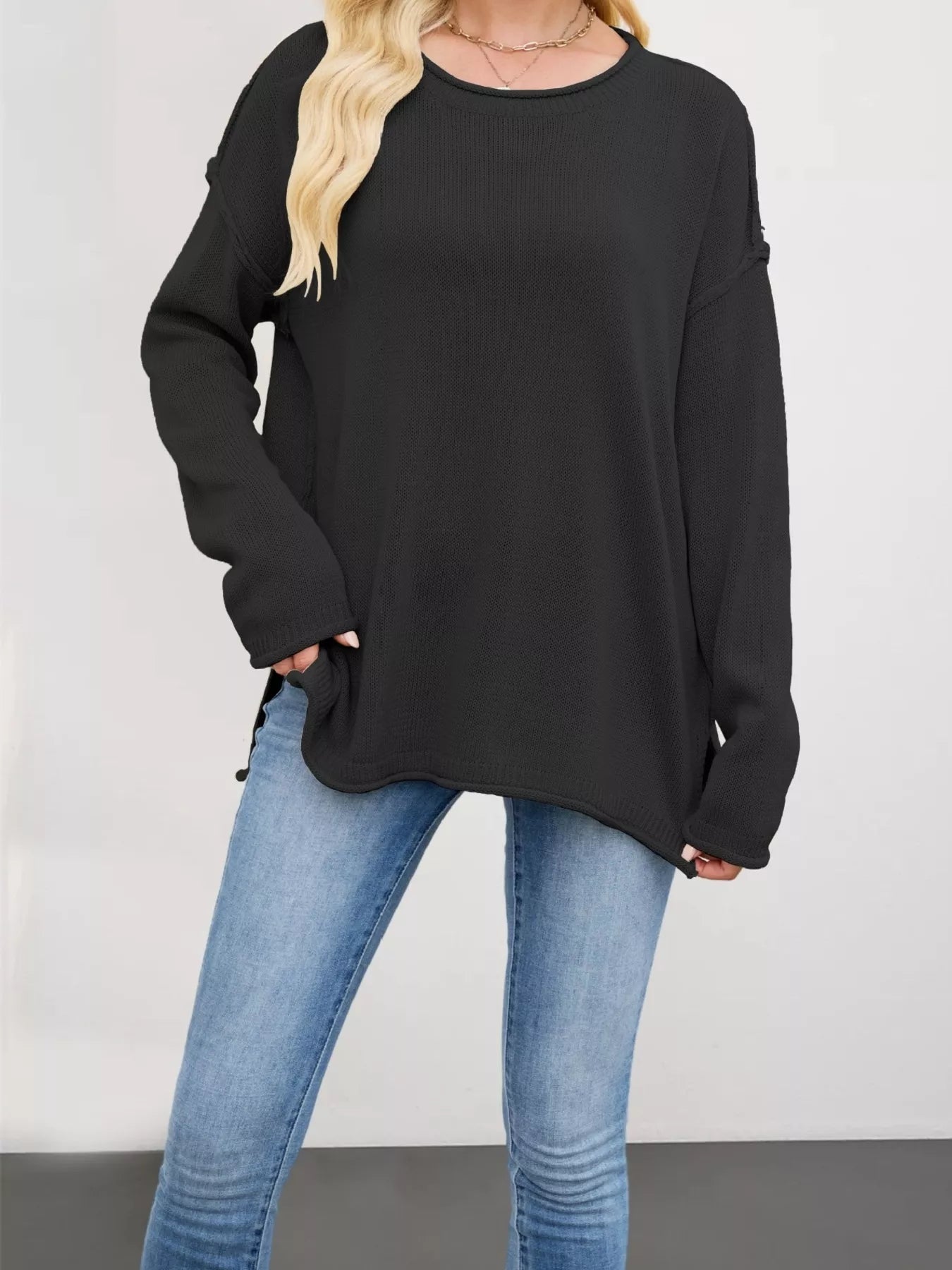 Casual Loose-Fit Crew Neck Sweater