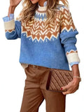 Full Size Fair Isle Patterned Long Sleeve Sweater Plus Size