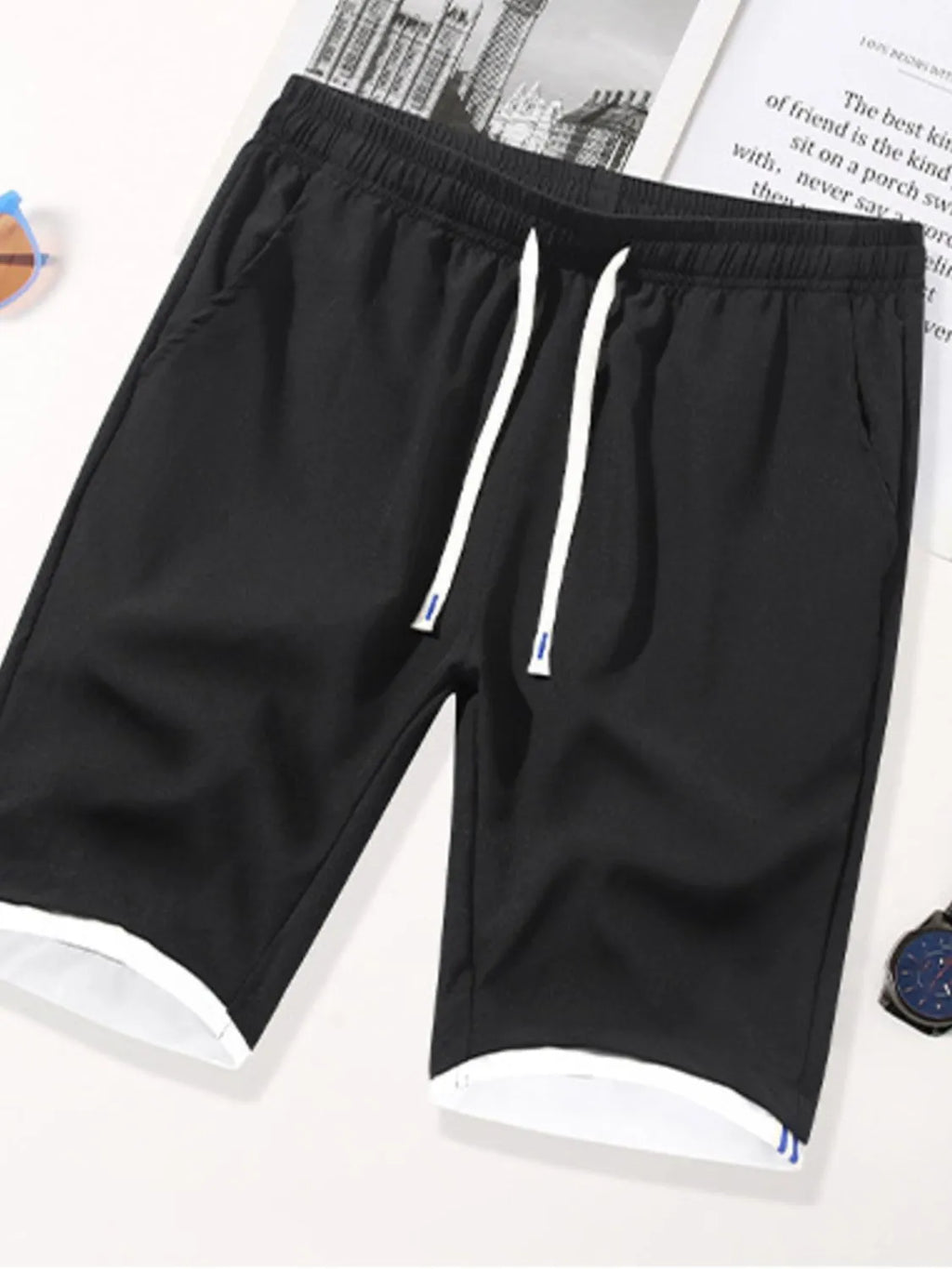 Men's Plus Size Drawstring Shorts with Pockets