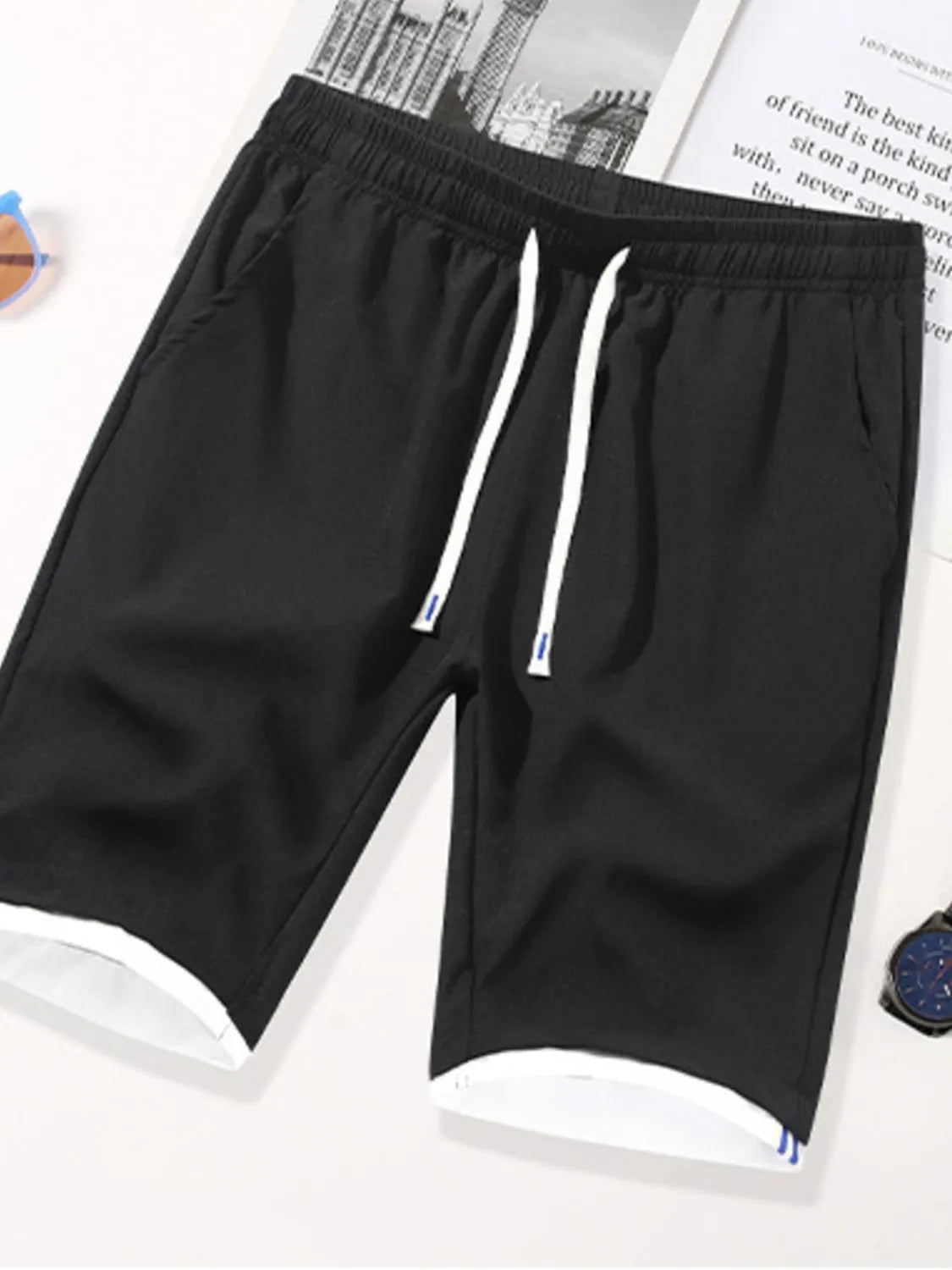 Men's Plus Size Drawstring Shorts with Pockets