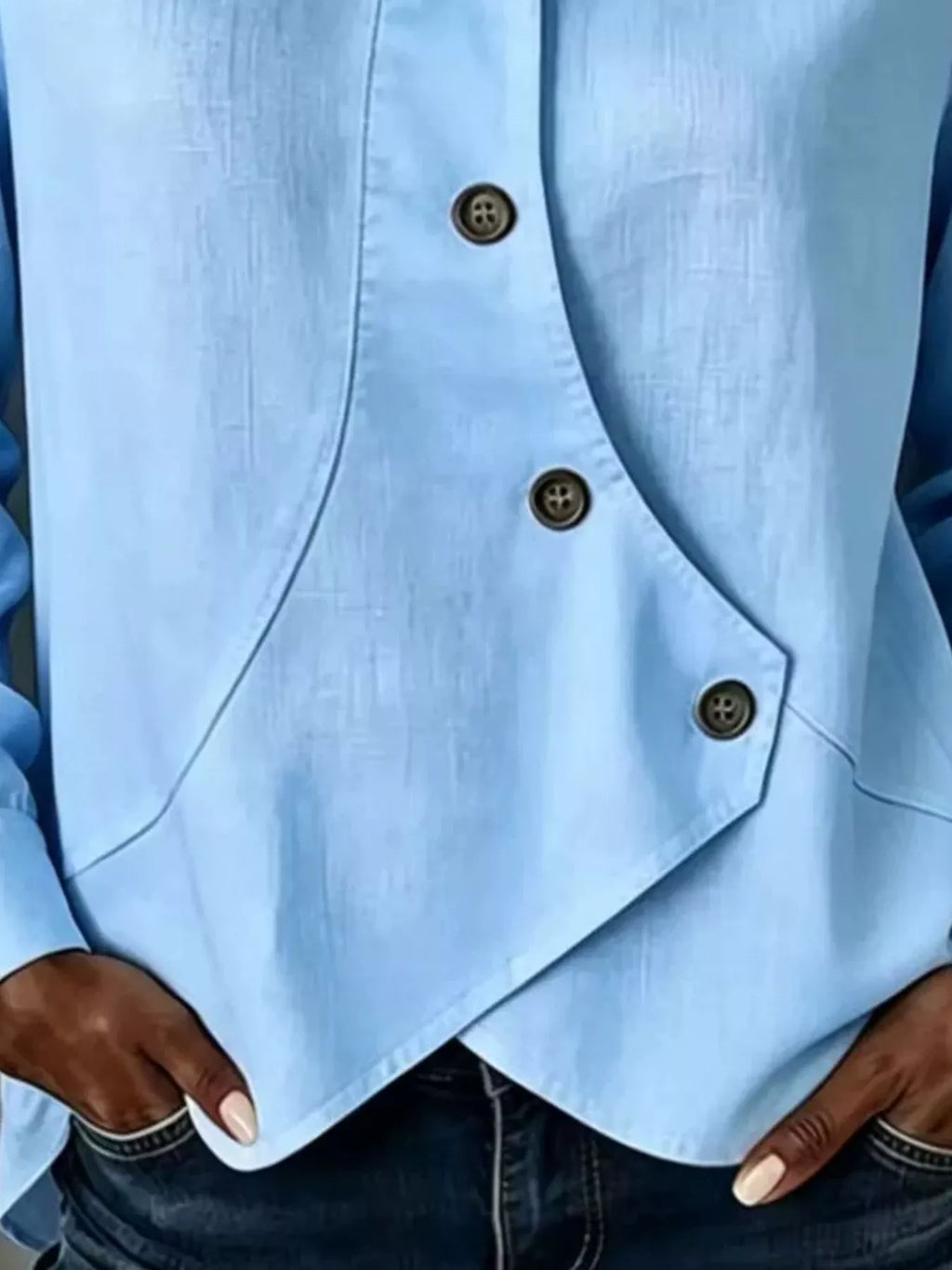 Full Size Asymmetrical Button Down Shirt Plus Size