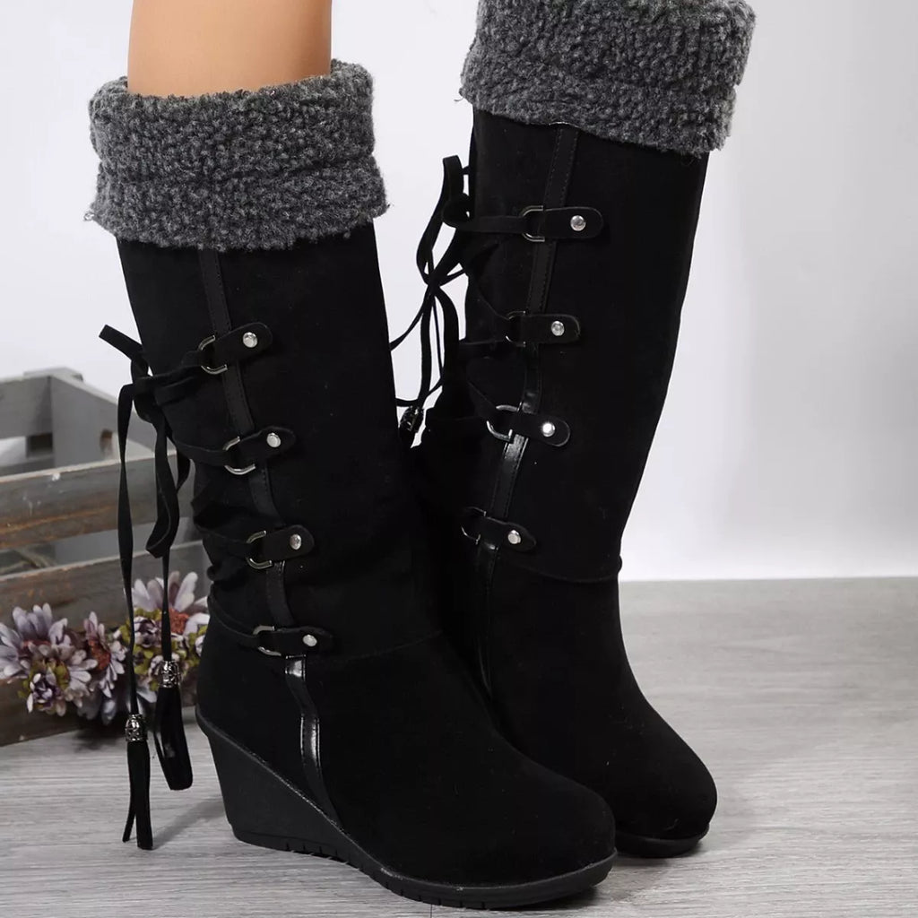 Round Toe Wedge Boots